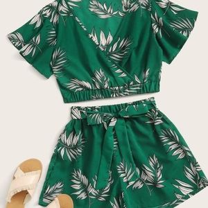 Two piece Crop top and High Waist Shorts